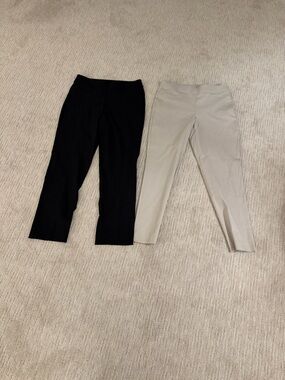 Classic Ponte Ankle Pants in Black and Light Tan